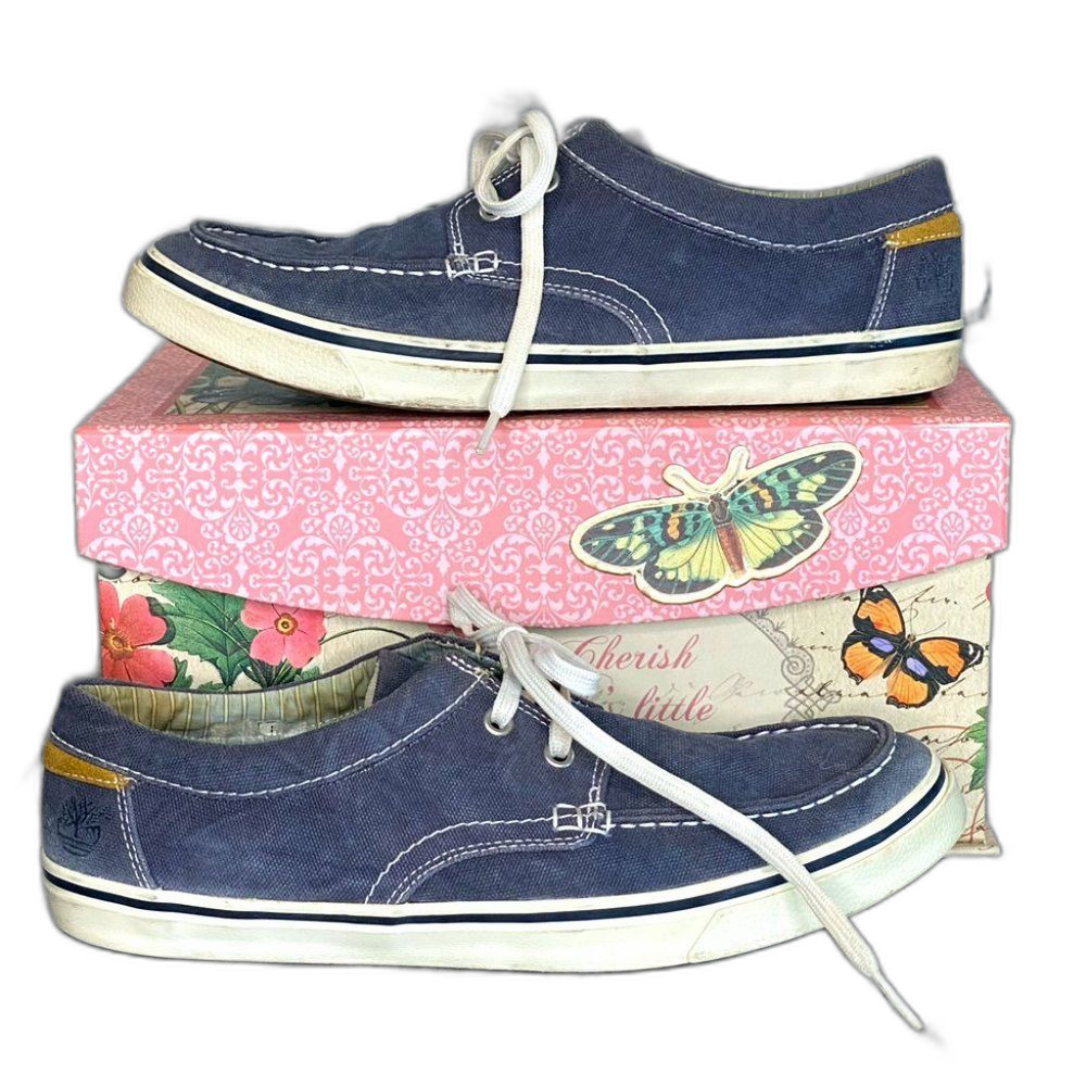 Timberland Canvas Boat Shoes Earth Keepers Preppy Costal Nautical Men's SZ 9